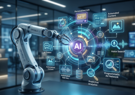 AI in digital marketing future trends 2026 with SEO strategies and automation by GroBlu, best website provider in Lucknow